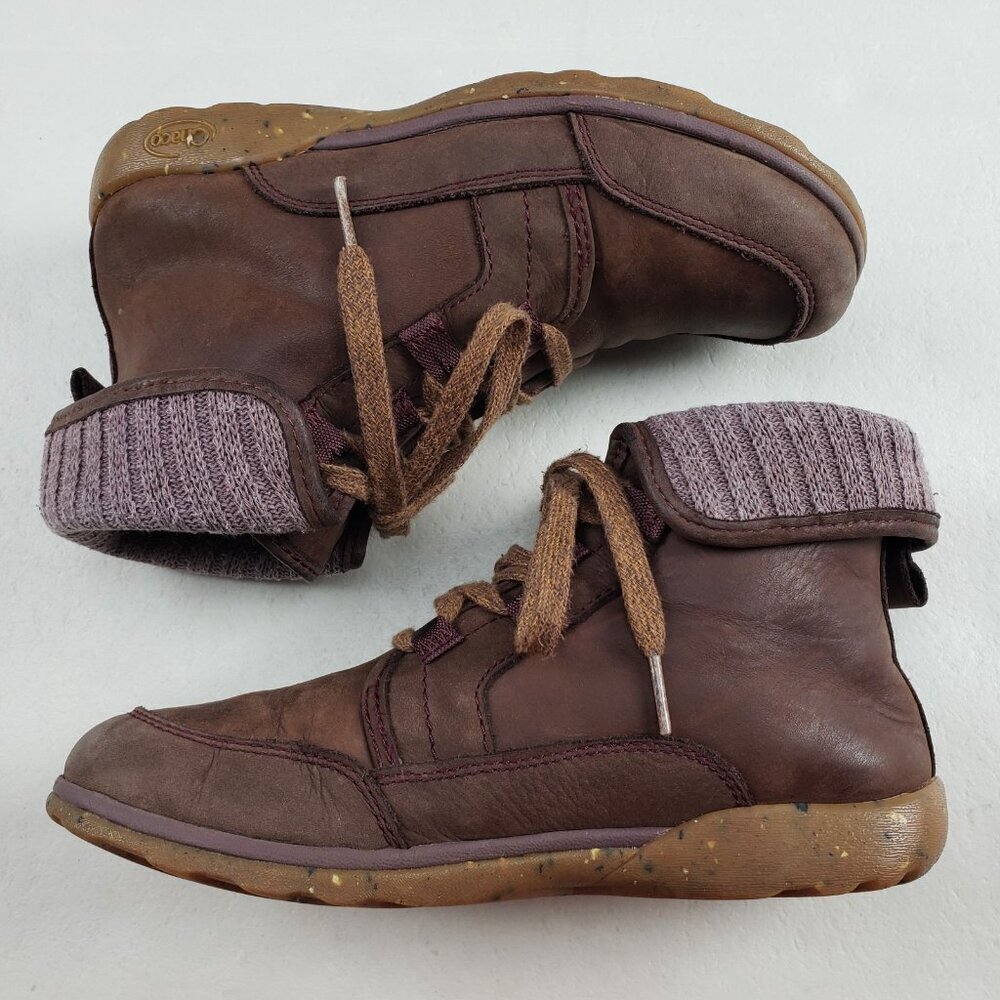 Chaco Barbary Waterproof Ankle Boot Womens 6.5 Brown Leather Lined Lace Up - Picture 7 of 13